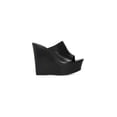 thumbnail image 5 of Steve Madden Barona Black Leather Slip On Open Squared Toe Wedges Heeled Sandals (Black Leather, 5), 5 of 6