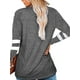 thumbnail image 4 of Sonducket Camiseta de mujer a rayas de manga larga básica con cuello en V blusa suelta informal Prendas para la parte del cuerpo Gris M, 4 of 6