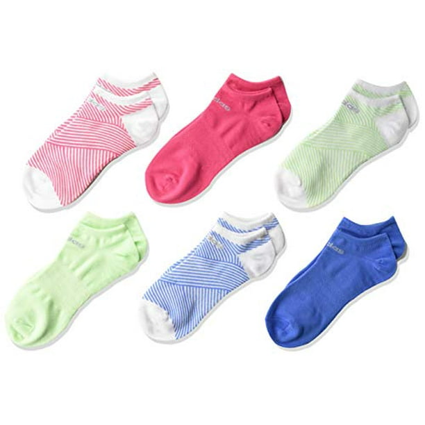 adidas Youth Kids-Girl's Superlite No Show Socks (6 Pair), Real Pink/Glow Green/Real Blue/White/Clear Onix, Large, (Shoe Size 3Y-9) -