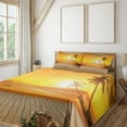 thumbnail image 3 of Ambesonne Tropical Fitted & Top Sheet Set with Shams, Wooden Deck Sunset, Orange Brown, 3 of 8
