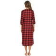 thumbnail image 3 of MarinaVida Women Robe Zipper Front House Coat 3/4 Sleeve Nightgown Full Length Ladies Lounge Dress with Pockets, 3 of 5