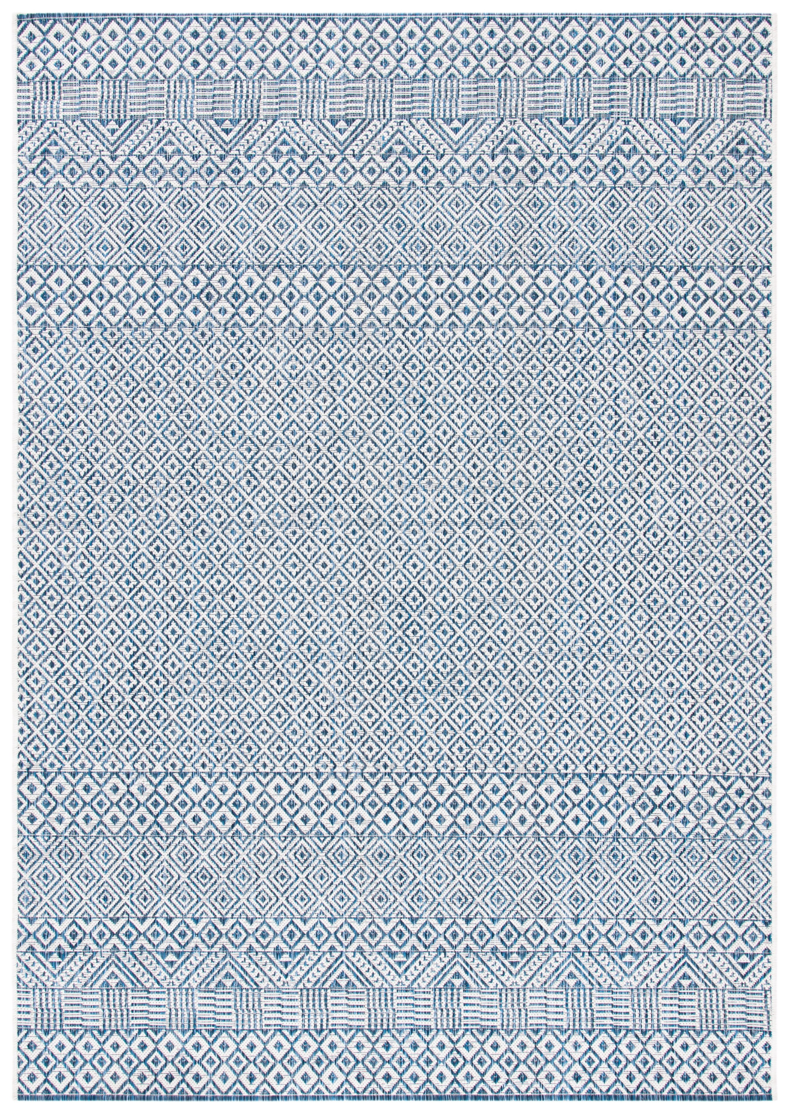 Safavieh Blue, Navy Power Loomed Outdoor Rugs, 8' x 10', Water-Resistant