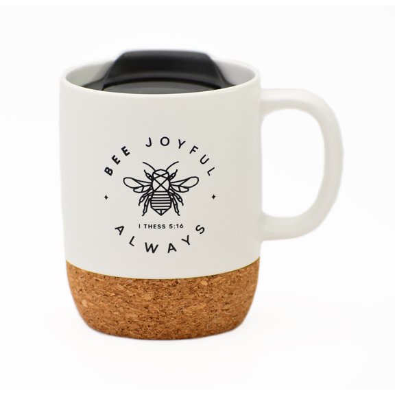 DEXSA Bee Joyful Designer Cork Bottom Mug with Lid - 14 oz