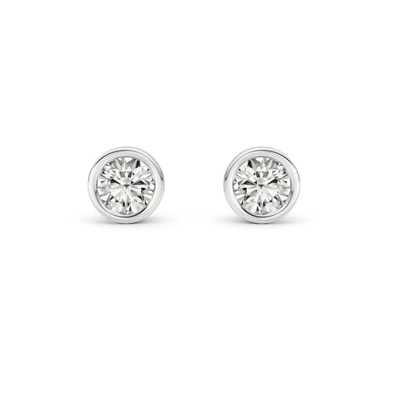 Fireborn Round-Shaped Diamond, Sterling Silver Earrings for Women, 0.5 CTW, 0.98 g, 14K White Gold