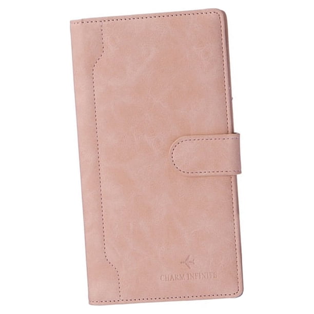 Cartera de cuero Sonducket para recibos pasaporte soporte de almacenamiento monedero portátil Unisex organizador de monedas accesorios de Carteras Rosado