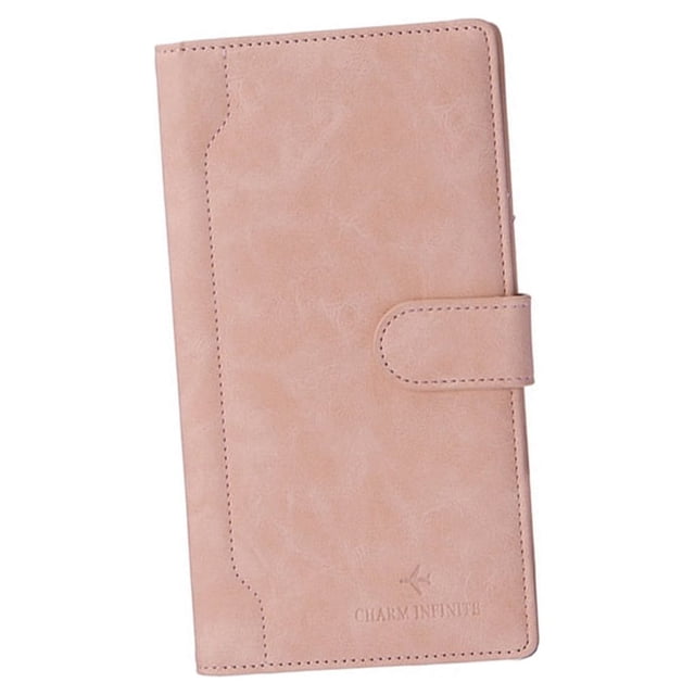 Cartera de cuero Sonducket para recibos pasaporte soporte de almacenamiento monedero portátil Unisex organizador de monedas accesorios de Carteras Rosado