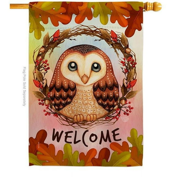 Ornament Collection H192355-BO 28 x 40 in. Autumn Owl House Flag with Fall Harvest & Double-Sided Decorative Vertical Flags Decoration Banner Garden Yard Gift
