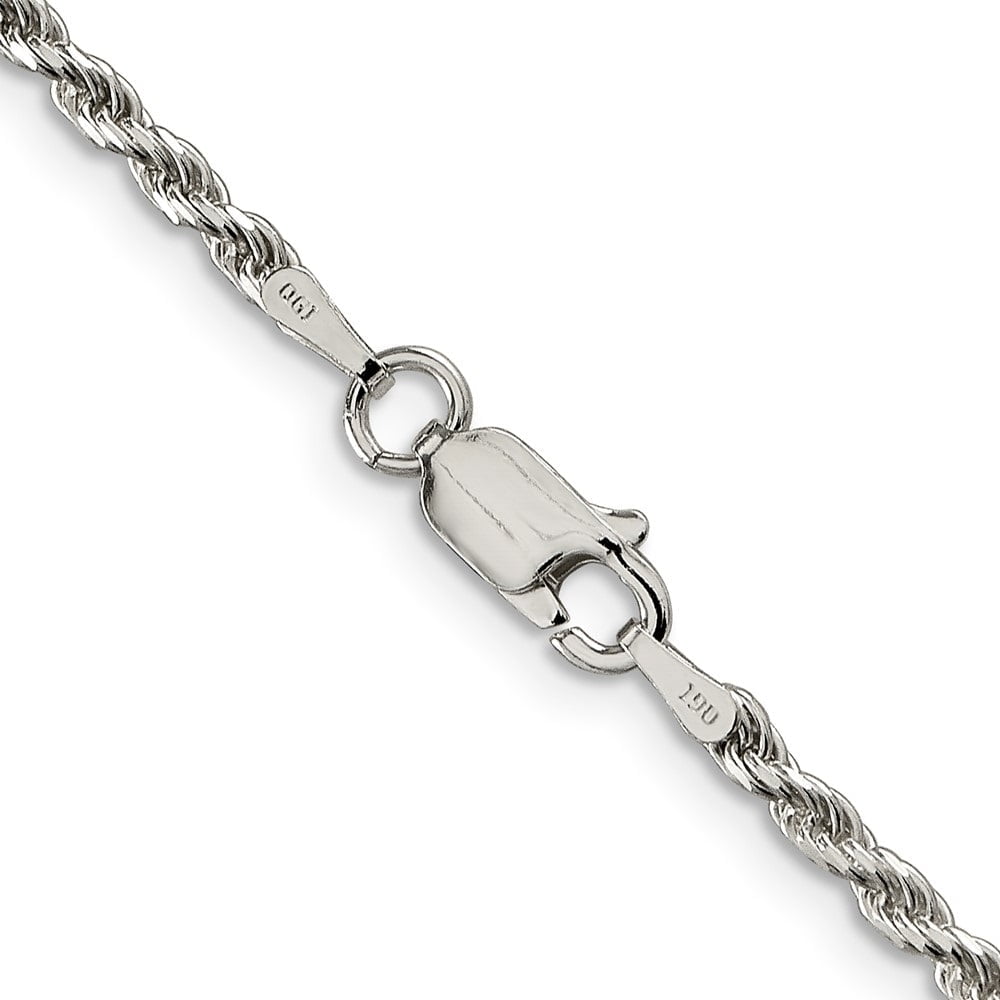 Auriga 925 Sterling Silver 2.25mm Diamond-Cut Rope Anklet 9inch for Women