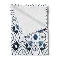 thumbnail image 2 of Abstract Soft Flannel Fleece Throw Blanket, Petals and Octagon Forms Royal Victorian Geometry in Artwork Print, Cozy Plush for Indoor and Outdoor Use, 50" x 60", Blue Black White, by Ambesonne, 2 of 5