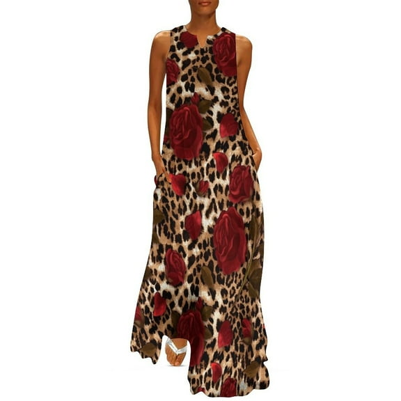 Leopard rose pattern Long Dress dresses for wom02 luxury dress Dress