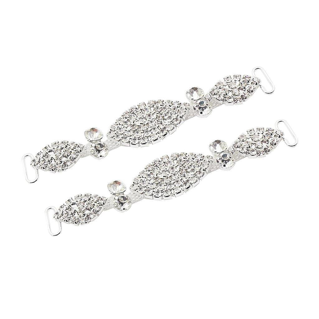 HOMYL 4X 2 Pieces Metal Chain Buttons Rhinestone Bikini Swimwear Connectors Buckle