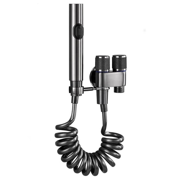 Professional Gray Handheld Bidet Sprayer Kit with Coiled Hose – Stainless Steel Sitz Bath Spray Gun for Enhanced Personal Hygiene & Easy Toilet Cleaning Installation