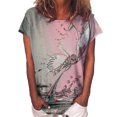 thumbnail image 1 of Hauts pour Femmes Col Rond Imprimé Tournesol Papillon Manches Courtes T-Shirt d'Été pour Femmes, 1 of 4