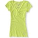 thumbnail image 1 of Camiseta gráfica con cuello en V Bulldog para mujer de Aeropostale, amarillo, grande, 1 of 1