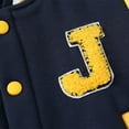 thumbnail image 6 of CAICJ98 Kids Boys Baseball Jacket Toddler Varsity Fleece Letterman Coat Vintage Bomber Casual Button Outerwear with Pockets Kids Letterman Jackets (Yellow,18-24 Months), 6 of 7