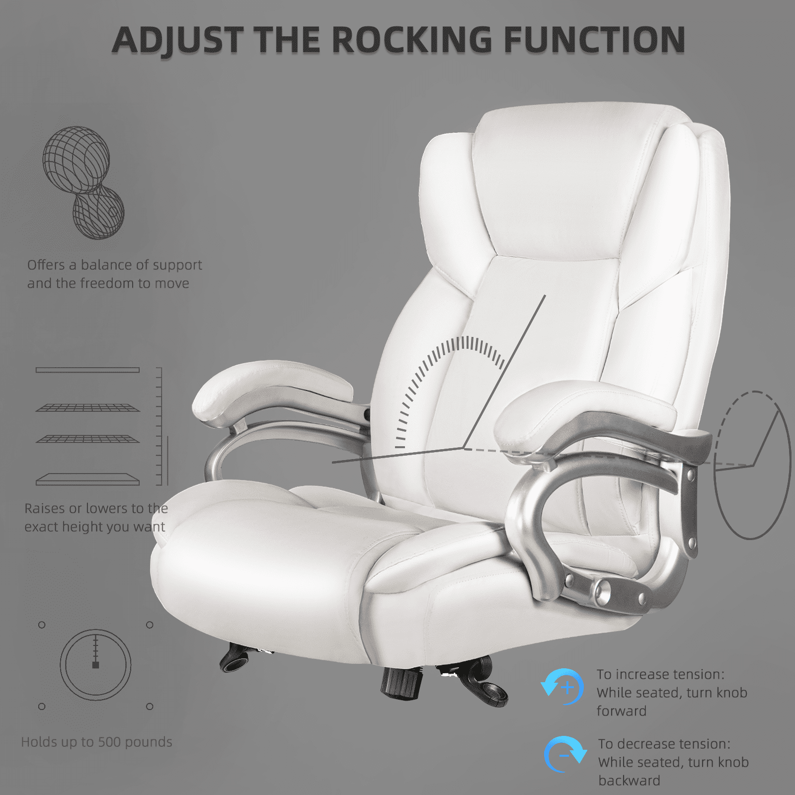 Waleaf Heavy Duty Big and Tall Office Chair 500lbs with Adjustable Lumbar Support,High Back Office Chair for Adults
