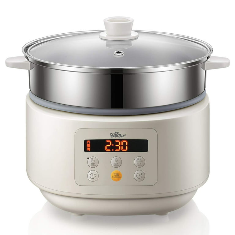 Bear Multi-function Electric Steam Cooker,Ceramic Chicken Soup Maker,Slower Cooker Crock Pot with Steamer,3L, Size: One Size