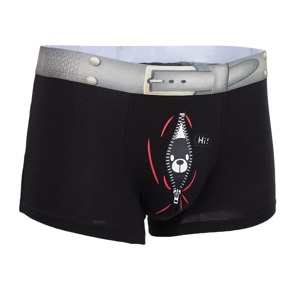 Calzoncillos boxer con estampado de oso divertido para hombre ropa interior calzoncillos con bolsa abultada pantalones cortos M Negro jinwen Ropa interior de algodon de los hombres Walmart en linea