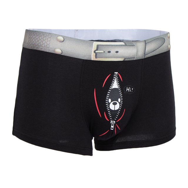 Calzoncillos bóxer con estampado de oso divertido para hombre, ropa interior, calzoncillos con bolsa abultada, pantalones cortos M - Negro Yuyangstore Ropa interior de algodón de los hombres