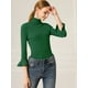 thumbnail image 4 of INSPIRE CHIC Suéter De Cuello Alto De Manga Larga Con Volantes Para Mujer Jersey De Punto Elástico Con Corte Ajustado Verde XL, 4 of 6