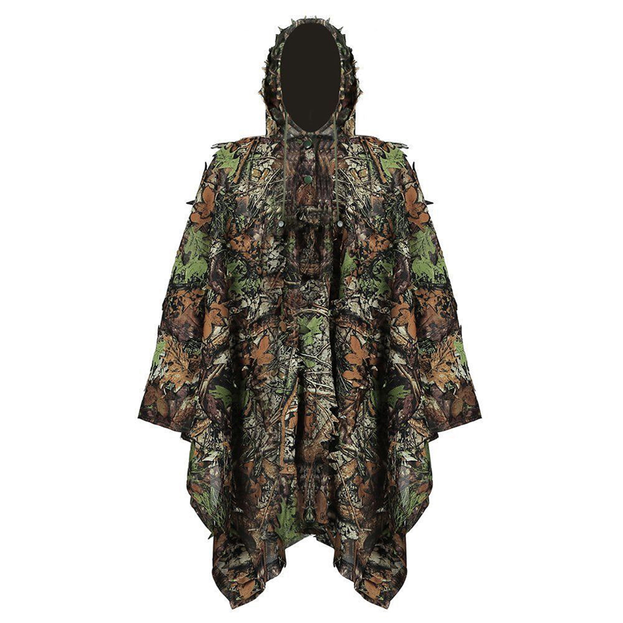 Details about   Adult Men 3D Hunting Camouflag Ghillie With Cap Suit Clothes Jungle Cloak Poncho