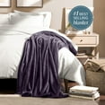 thumbnail image 3 of Bare Home Microplush Fleece Blanket - 300 GSM - Fuzzy Microfleece - Soft & Plush - King, Eggplant, 3 of 10