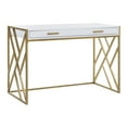 thumbnail image 3 of SAFAVIEH Elaine 1 Drawer Modern Glam Desk, White/Gold, 3 of 12