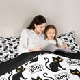 thumbnail image 5 of jejeloiu Cute Cartoon Pet Cat Full Size Comforter Sets,Kawaii Kitten Animal Bedding Comforter Set,White Black Bedding Sets For Girl Boys,Ultra Soft Home Decor Reversible,3 Pieces, 5 of 8