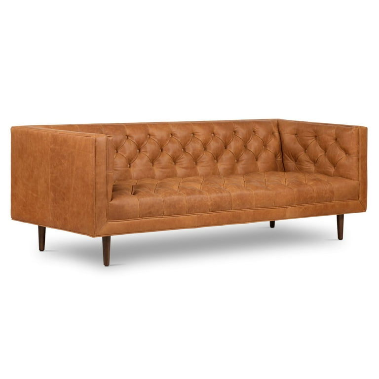 Poly & bark brown online leather sofa modern