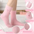 thumbnail image 2 of 5 Pairs Women's Bow Fuzzy Socks Winter Soft Slipper Socks Coquette Stuff Fluffy Thick Spa Home Sleeping, 2 of 7