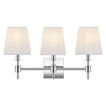 SAFAVIEH Clelia 3-Light LED Chrome Iron Wall Sconce with White Cotton Shade
