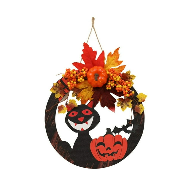 Halloween Decorations Clearance Sale Halloween Hanging Sign Decoration Wreath Maple Leaf Wall Hanging Scene Layout Door Hanging Decoration