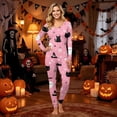 thumbnail image 7 of Halloween Loungewear, Halloween Family Matching Pajamas Set, Pink Black Cat Ghost Bat Witch Long Sleeve Sleepwear, Graphic Loungewear, Soft Cozy Fun Holiday Nightwear for Parties & Gatherings, XXL, 7 of 7