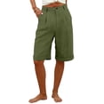 thumbnail image 2 of Linen Shorts for Women High Waisted Wide Leg Summer Casual Bermuda Shorts with Pockets, 2XL, 2 of 5