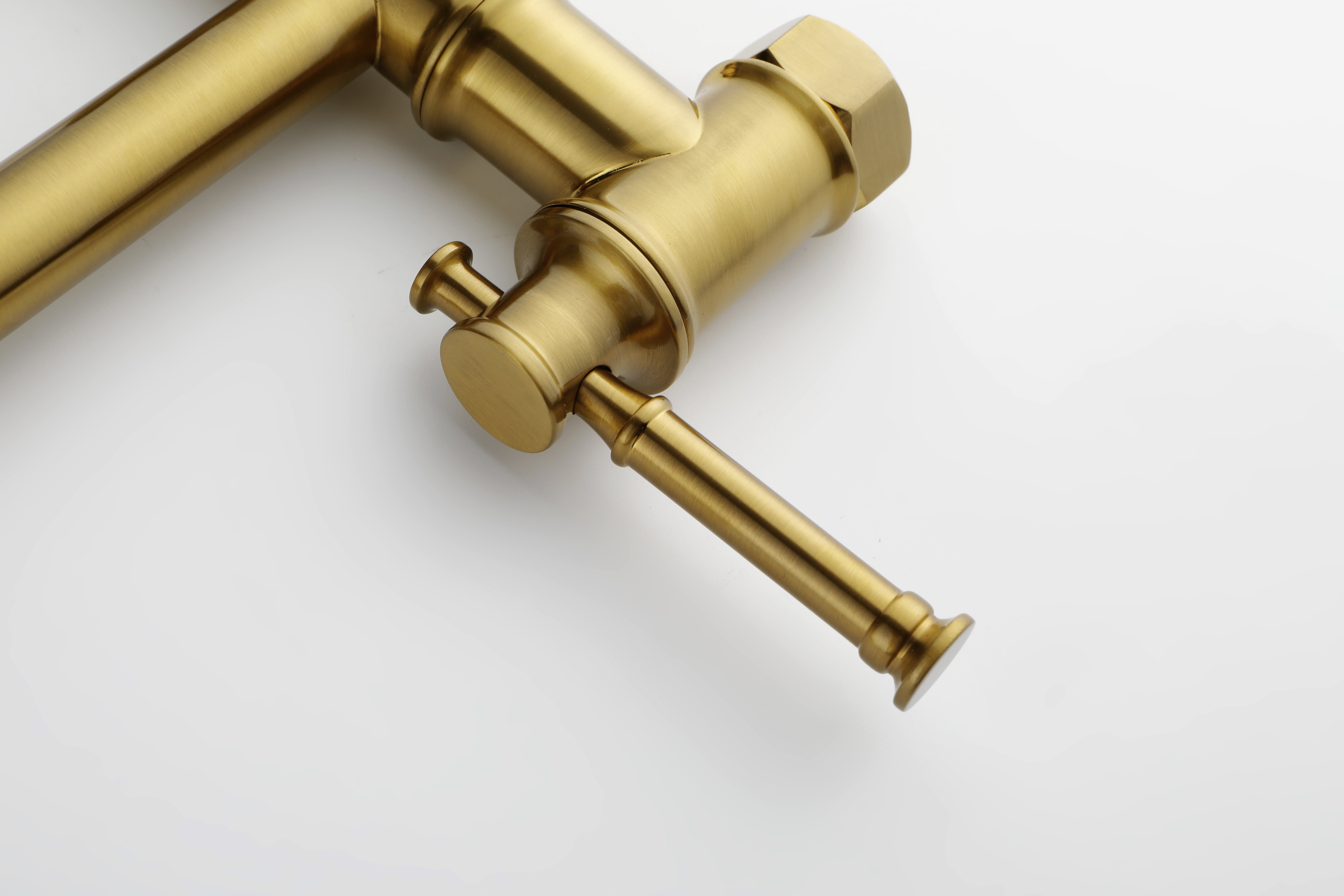 Wall mounted Pot Filler Faucet, Modern Brass Pot Filler Two-Attachment Wall Mount Folding Kitchen Pot Filler Swing Arm