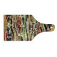 thumbnail image 2 of Rustic Cutting Board, Vertical Wavy Stripes Oak Timber Wood Design with Various Star, Decorative Tempered Glass Cutting and Serving Board, Wine Bottle Shape, Black Pale Coffee Brown, by Ambesonne, 2 of 5