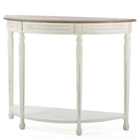 Pemberly Row Console Table in Antique White and Natural