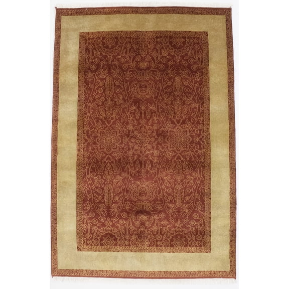 Rusty Red Floral 4X6 Modern Oriental Rug