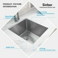 thumbnail image 3 of Sinber  Undermount Single Bowl 304 Stainless Steel Kitchen Sink 16" x 18" x 8"(Sink Only) - Silver, 3 of 5