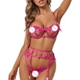 thumbnail image 3 of Gibobby Lenceria mujer sexy Conjunto De Lencería Erótica Ropa Interior Sexy para Mujeres Encaje Mujeres Lencería Cuello en V Ropa de Dormir(Rosa caliente, CH), 3 of 5