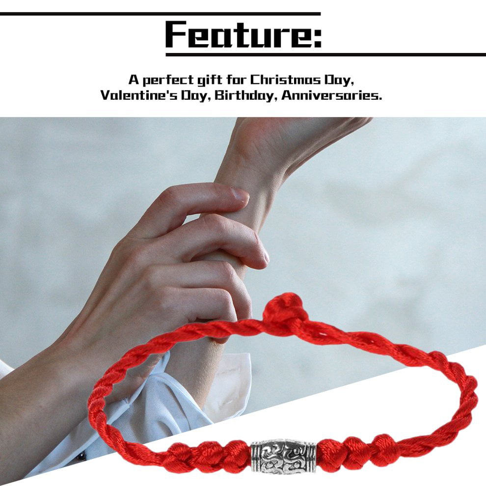 Traditional Tibetan Silver Red Thread Lucky Bracelet String Amulet Couple Bracelet Jewelry For Women Men Wearing 