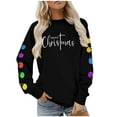 thumbnail image 4 of Christmas Shirts for Women: Merry Christmas Letter Print T-Shirts Funny Xmas Graphic Long Sleeve Pullover Tops, 4 of 8
