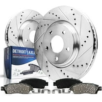 Detroit Axle - Front Brake Kit for 99-06 Jeep Wrangler TJ Drilled & Slotted Disc Brake Rotors 1999 2000 2001 2002 2003 2004 2005 2006 Ceramic Brakes Pads Cherokee Replacement