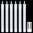 thumbnail image 1 of Velas cónicas sin llama con cera de goteo, velas parpadeantes, cera real, paquete de 6, decoración navideña para el hogar y la boda (blanco, 17,5 cm), 1 of 5