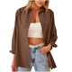 thumbnail image 1 of Prendas de abrigo y chaquetas informales sin capucha de manga larga a la moda para mujer, blusa informal de manga larga lisa con botones, cárdigan, blusas de poliéster para mujer, 1 of 6