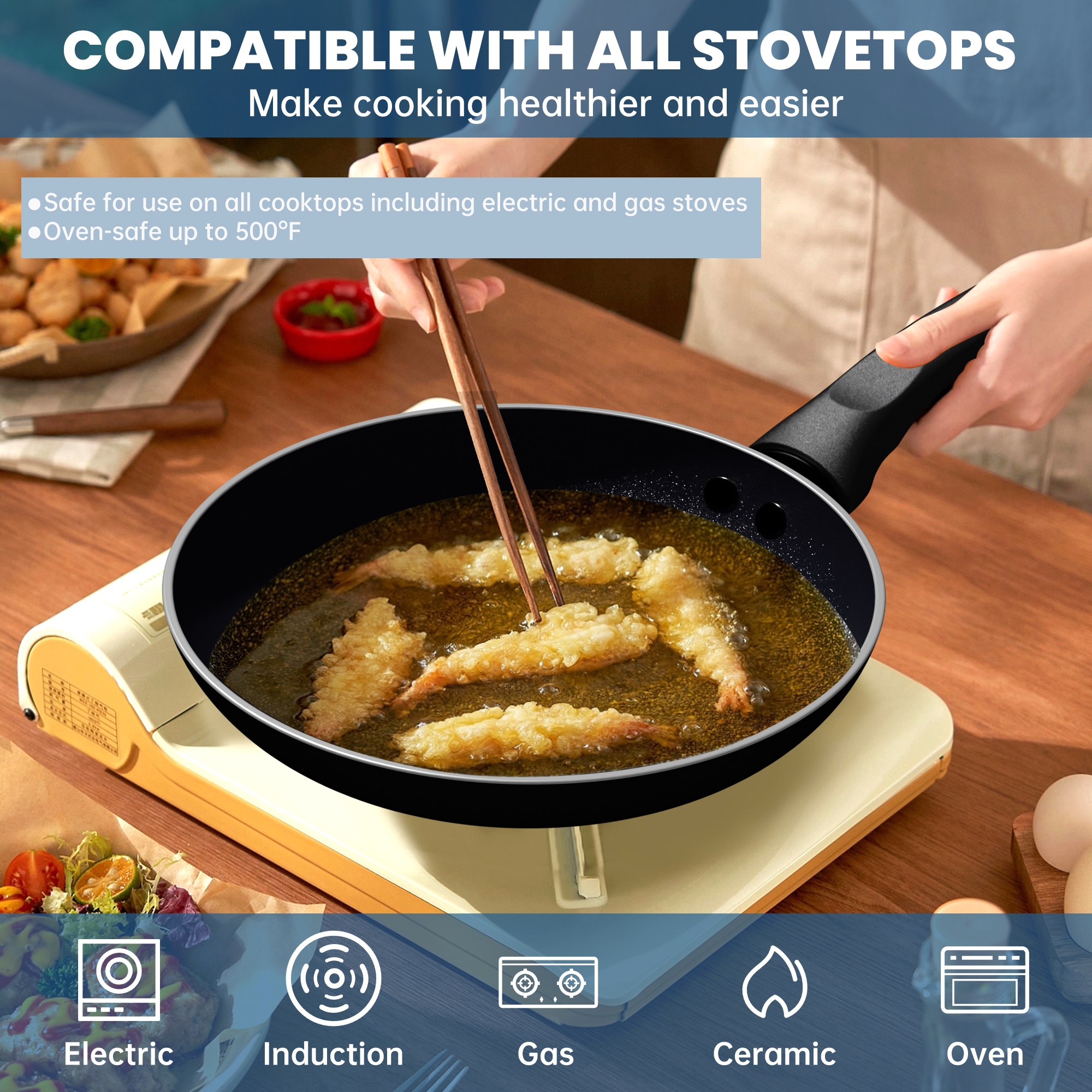 GPED 3-Piece Nonstick Frying Pan Set, 8" 9.5" 11" Skillets photo 2