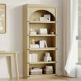 thumbnail image 1 of Arched Bookcase 68.7" Tall 5 Shelf Farmhouse Bookshelf, Curved Wooden Display Storage Rack with Metal Corner Protectors, Freestanding Book Shelf for Home Office, Living Room, Bedroom, 1 of 6