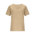 thumbnail image 6 of Linen Tops Women Peasant Blouse Summer Blouses For Women V Neck Oversized Linen Shirts For Women Linen Clothing For Women Cotton Boho Tops 3/4 Length Sleeve Flowy Tops For Women Khaki2 2XL, 6 of 8