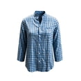 thumbnail image 4 of VBVC Women's Gingham Long Sleeve Shirt , Curved Hem Button Down Blouse For Women , Ladies' Spring Fall Tunic Tops with Pockets, S-2XL, 4 of 7