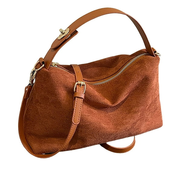 Tote Bags for Women Purse Handbag Retro Crossbody Bag with Top Handle Suede Shoulder Bag Fashion Retro Satchels Bag Large Capaticity Brown